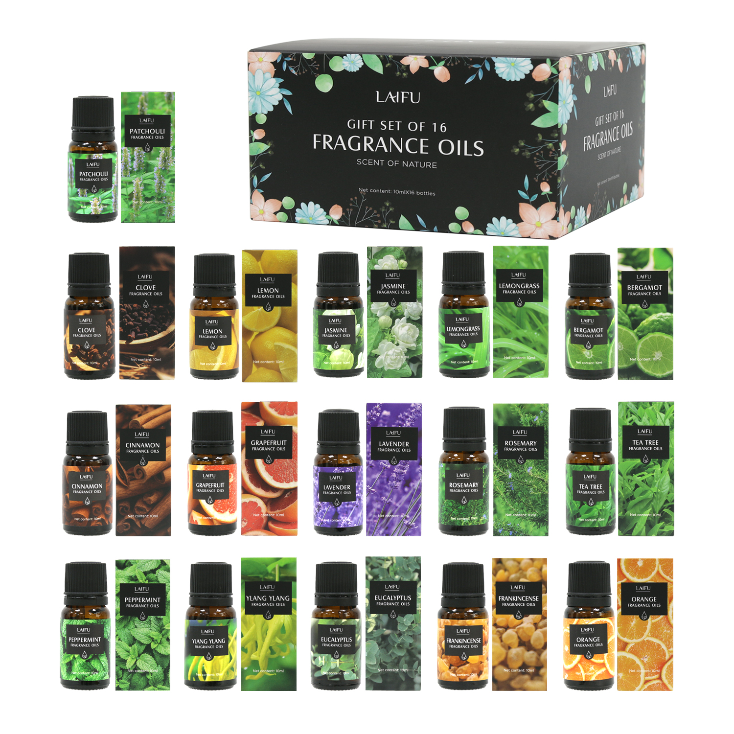 Home Fragrance Liquid - 16x10ml Essential Oils Set for Diffuser