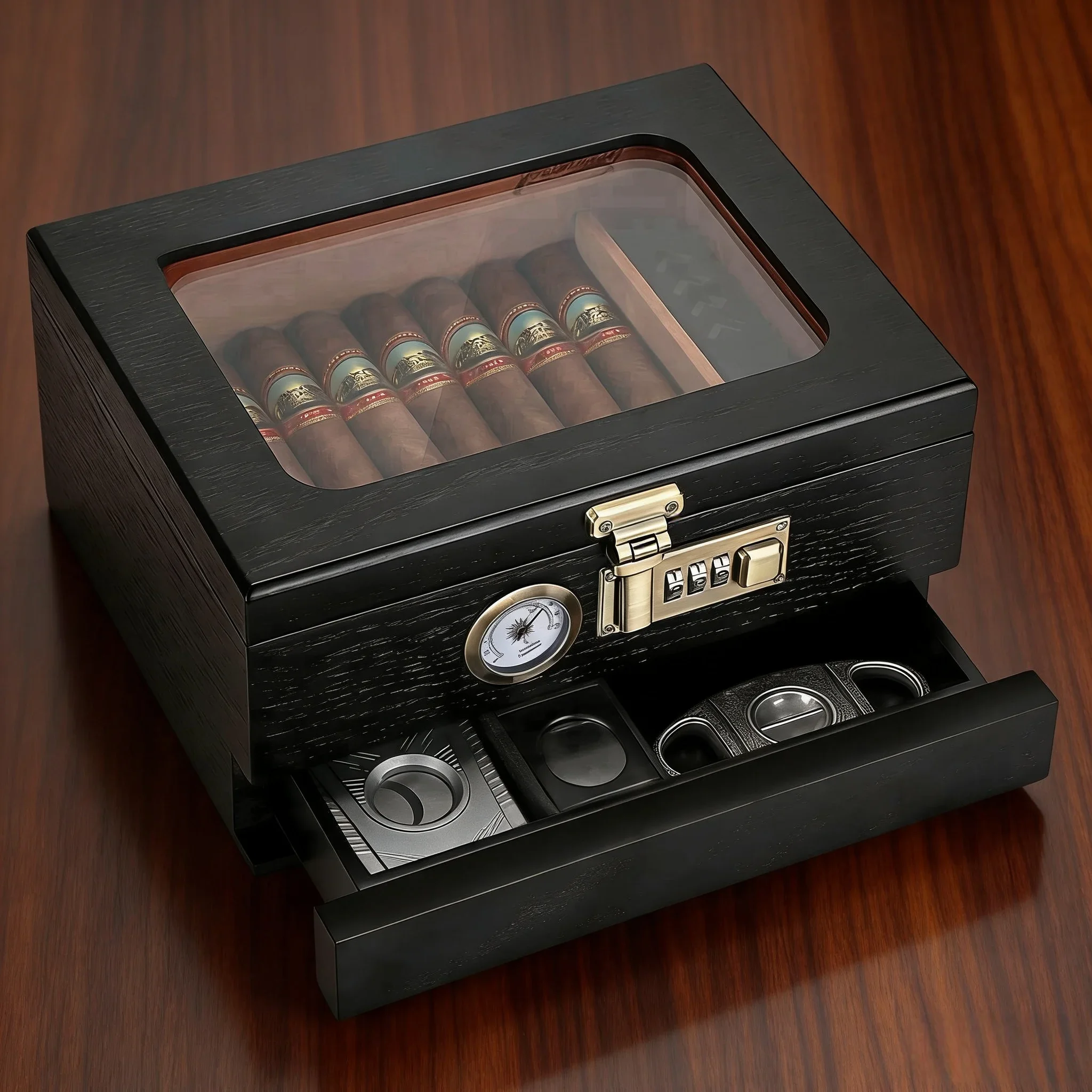 Home Fragrance Maple Walnut - Snow-cedar wood cigar humidor, large capacity