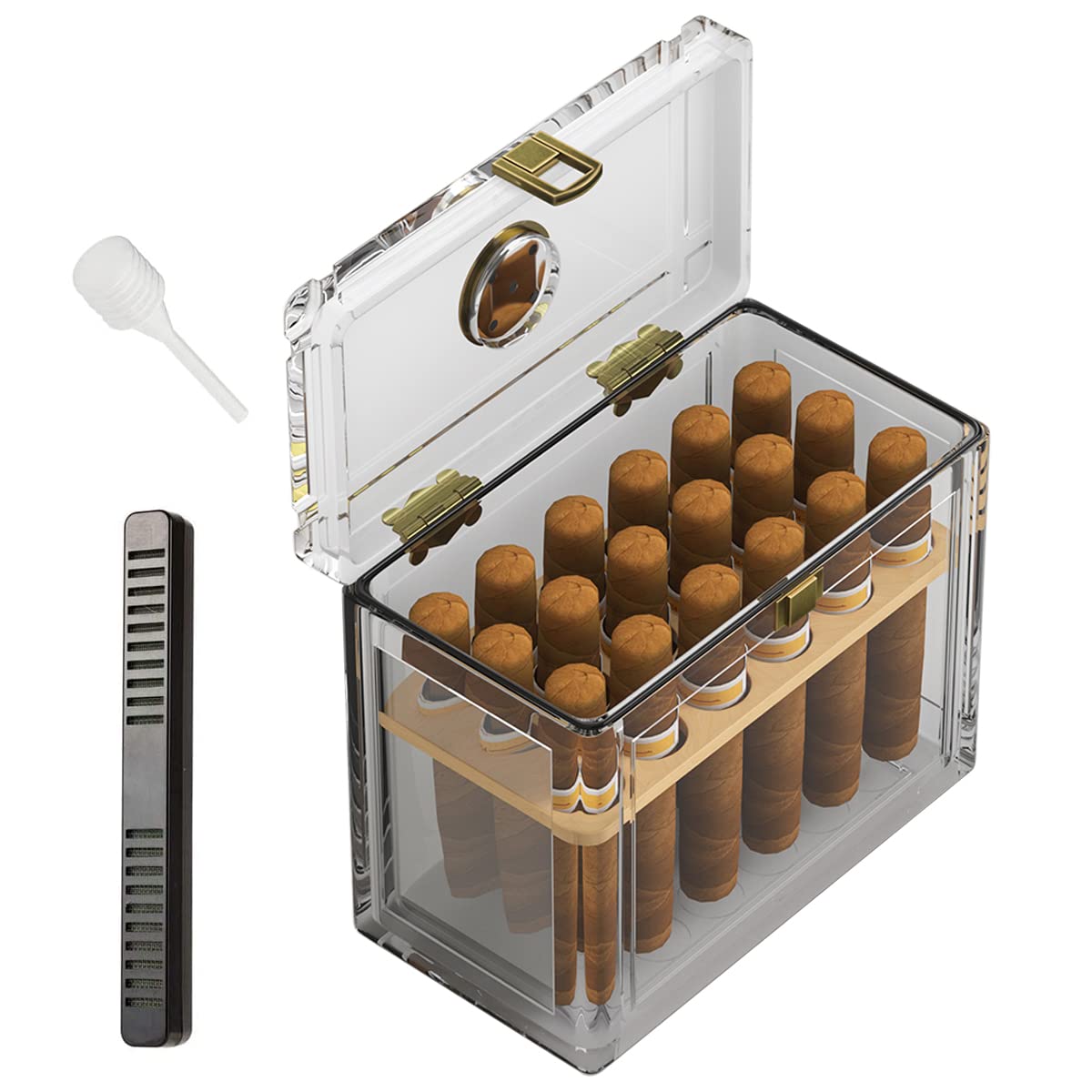 Acrylic Cigar Humidor With Hyg - Home Fragrance Maple Walnut のレビューと価格