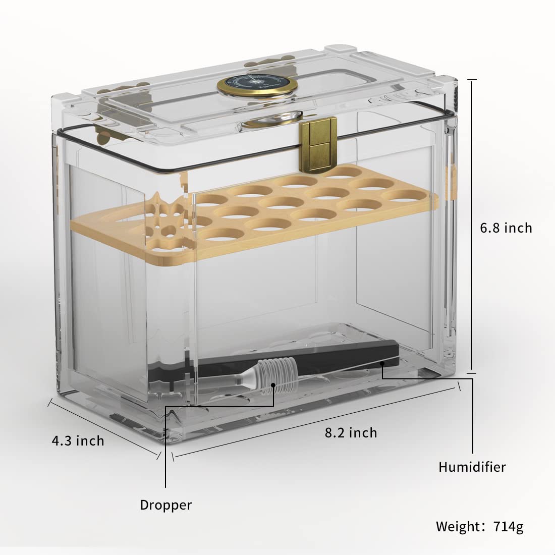 Acrylic Cigar Humidor With Hyg - Home Fragrance Maple Walnut のレビューと価格