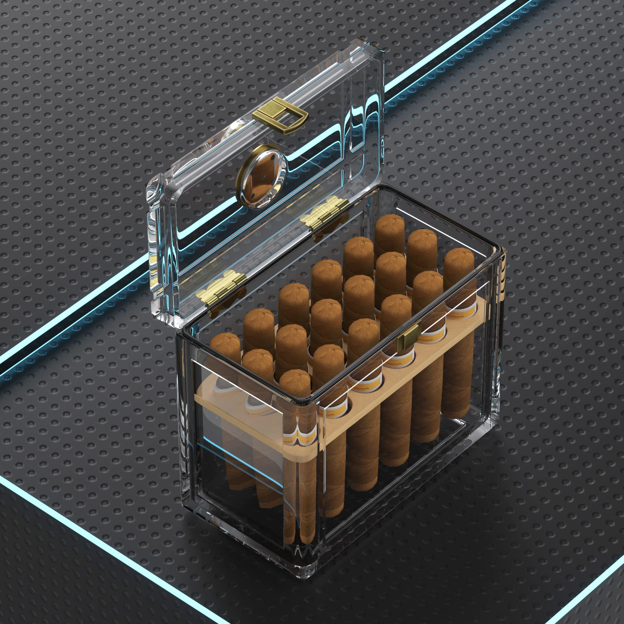 Acrylic Cigar Humidor With Hyg - Home Fragrance Maple Walnut のレビューと価格
