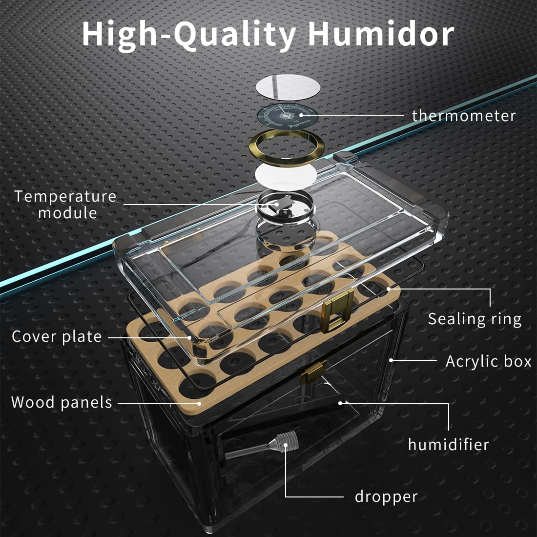 Acrylic Cigar Humidor With Hyg - Home Fragrance Maple Walnut のレビューと価格