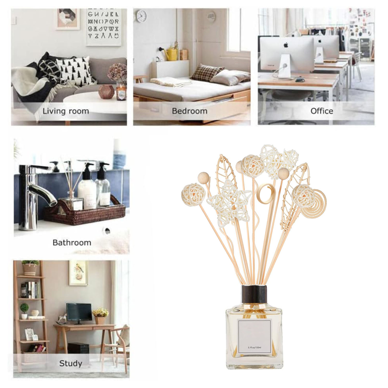 5/15Pcs Long Wavy Rattan Reed  - Home Fragrance Reed Diffuser Refill のレビューと価格