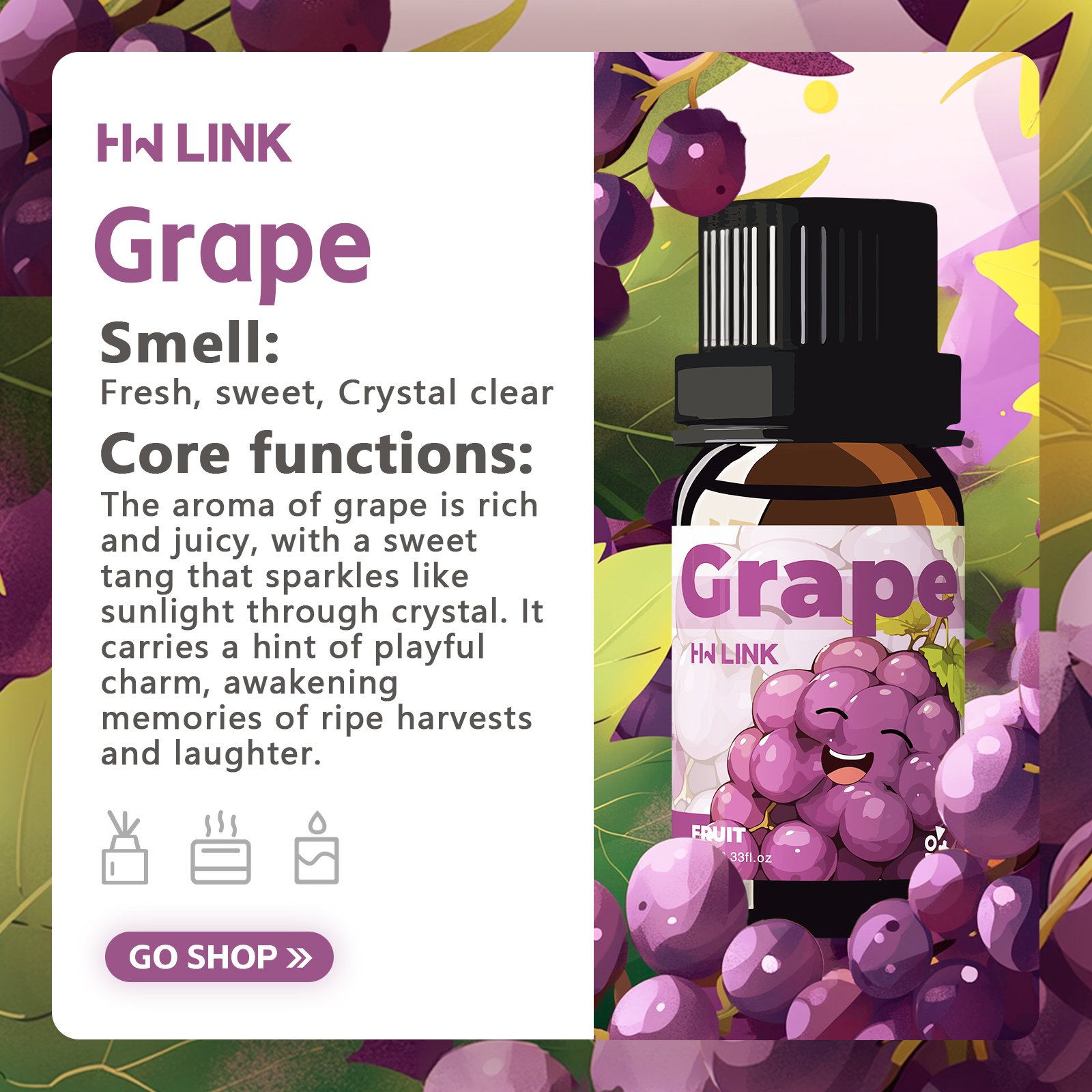 Grape Essential Oil 10ml  Grap - Home Fragrance And Diffuser のレビューと価格
