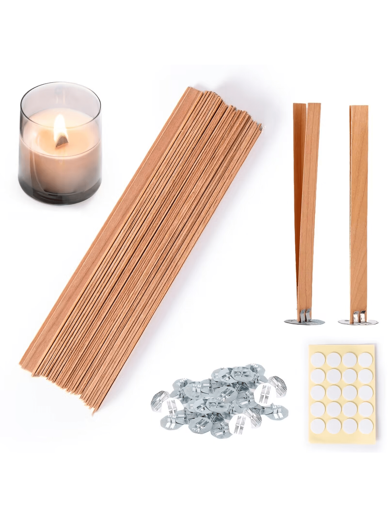 40Pcs Smokeless Cherry Wood Ca - Wooden Wick Candle のレビューと価格