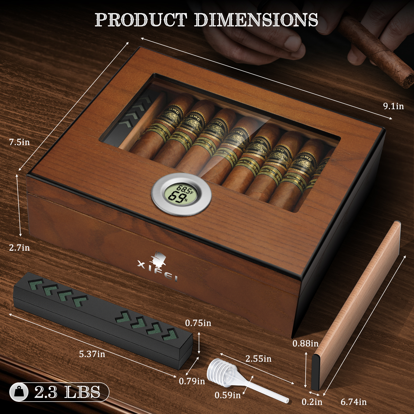 Cigar Humidor, Cedar Wood Desk - Home Fragrance Maple Walnut のレビューと価格