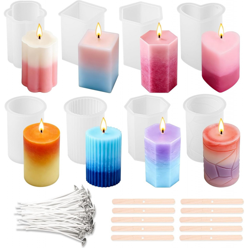 8 Silicone Candle Mold Set，Inc - Wooden Wick Candle のレビューと価格
