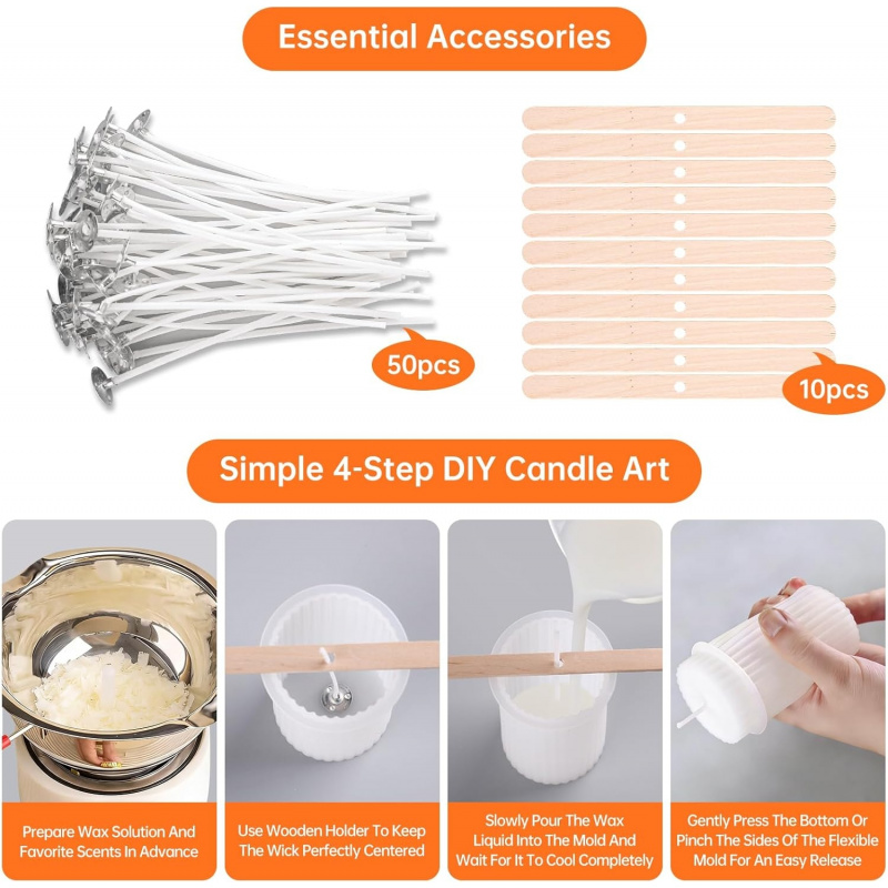 8 Silicone Candle Mold Set，Inc - Wooden Wick Candle のレビューと価格