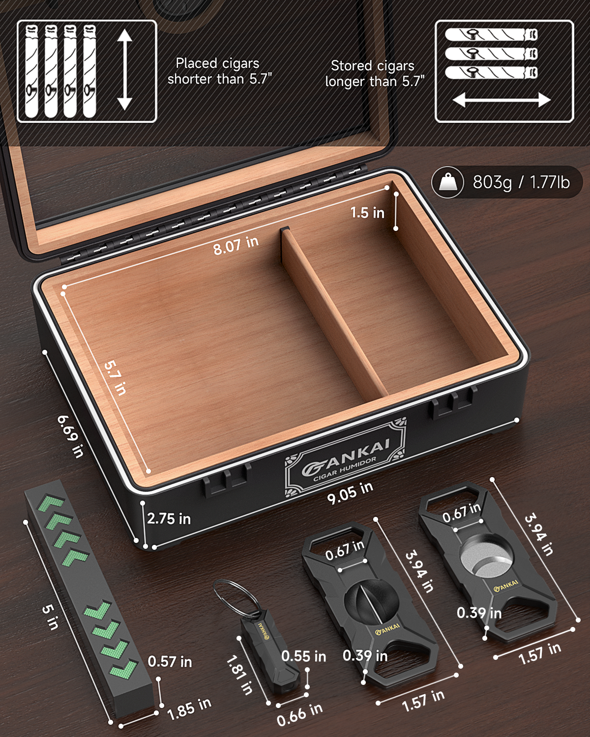 Cigar Humidor,Full Glass Top C - Home Fragrance Maple Walnut のレビューと価格