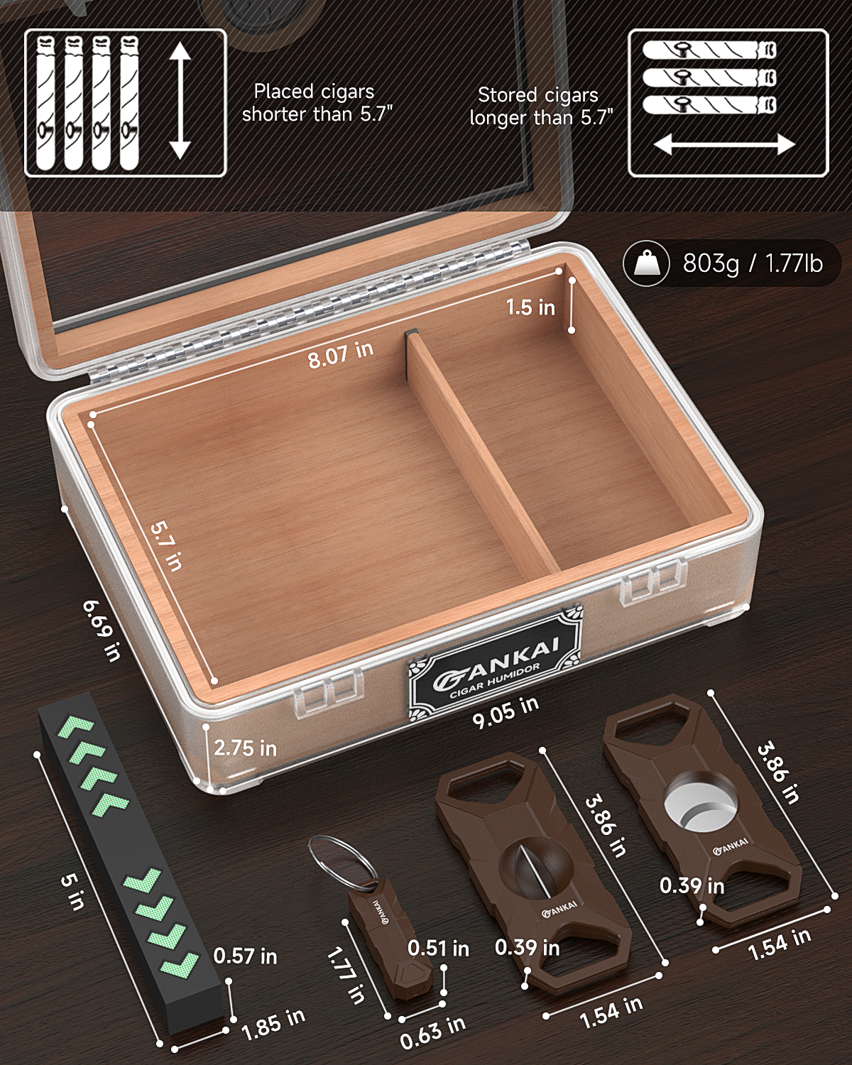 Humidor Cigar Box,with Cutter  - Home Fragrance Maple Walnut のレビューと価格