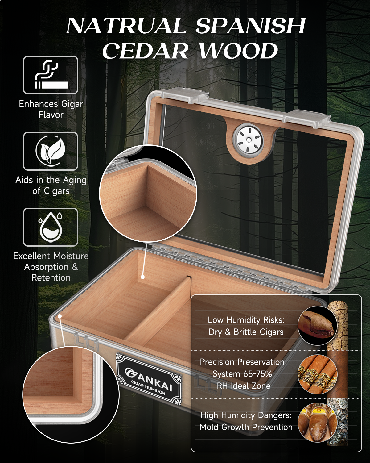 Humidor Cigar Box,with Cutter  - Home Fragrance Maple Walnut のレビューと価格
