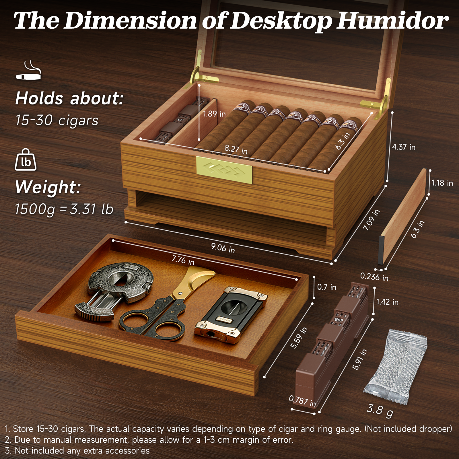 Cigar Box Humidor with Hygrome - Home Fragrance Maple Walnut のレビューと価格