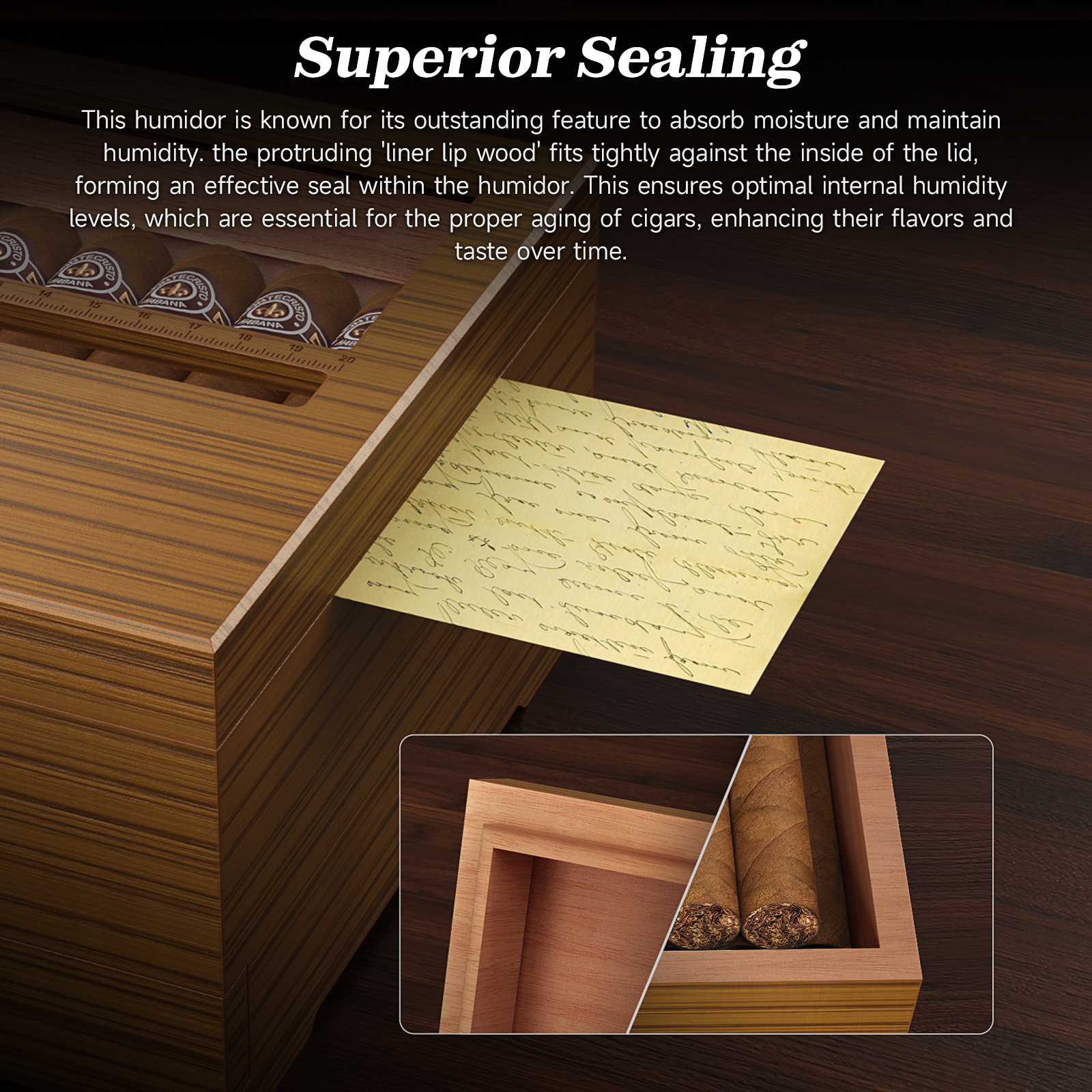 Cigar Box Humidor with Hygrome - Home Fragrance Maple Walnut のレビューと価格