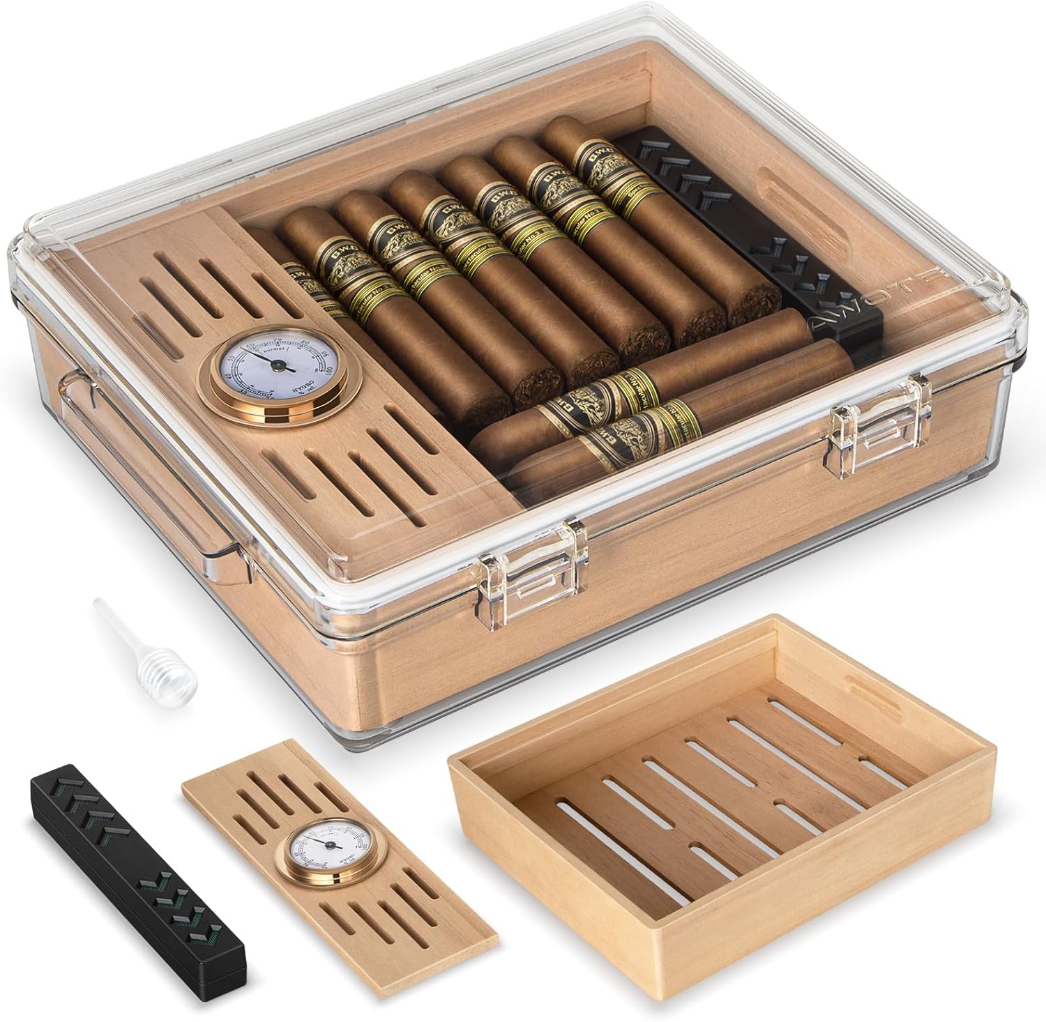 Acrylic Cigar Humidor, Box wit - Home Fragrance Maple Walnut のレビューと価格