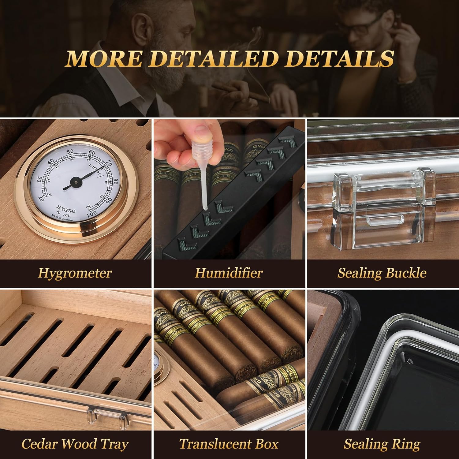 Acrylic Cigar Humidor, Box wit - Home Fragrance Maple Walnut のレビューと価格