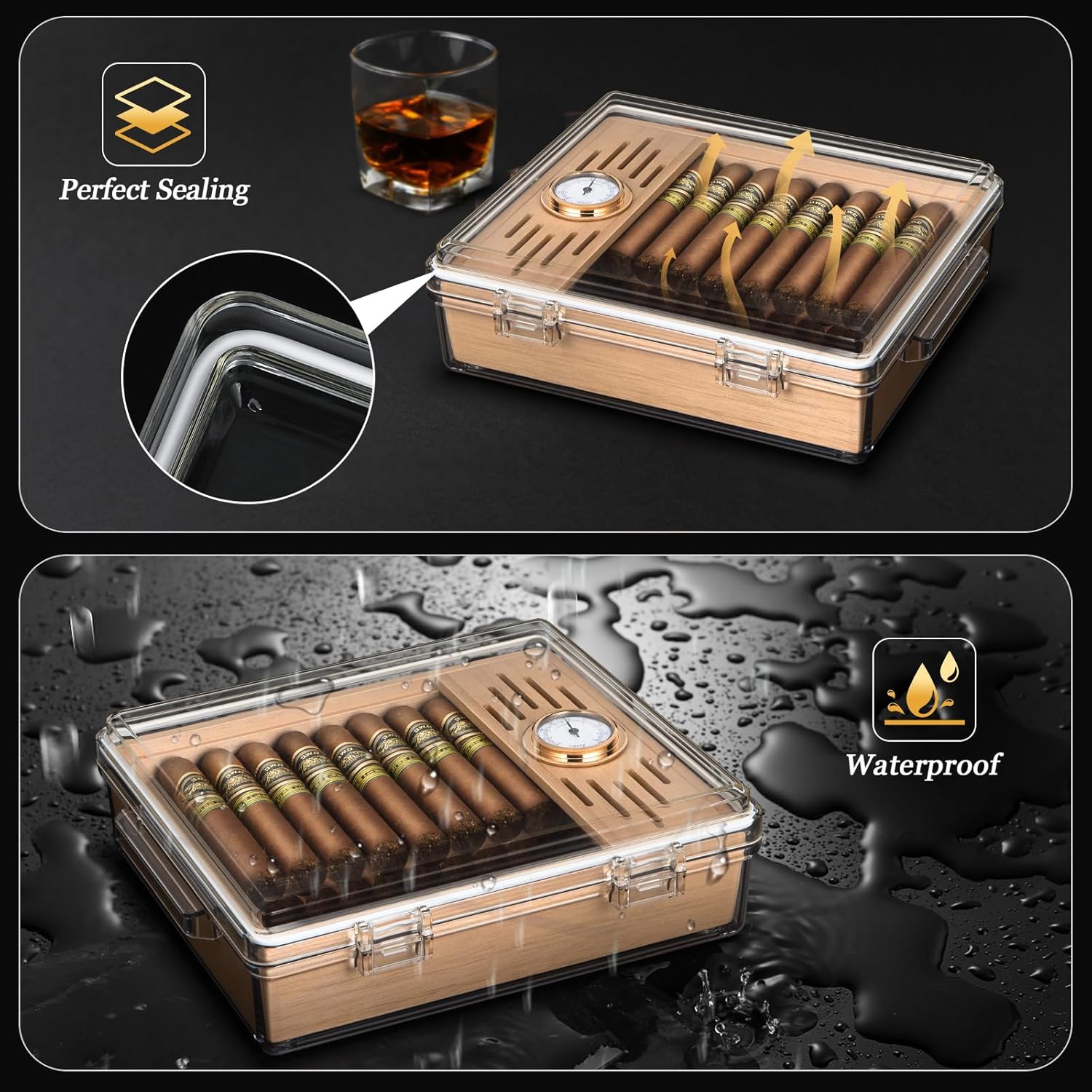 Acrylic Cigar Humidor, Box wit - Home Fragrance Maple Walnut のレビューと価格