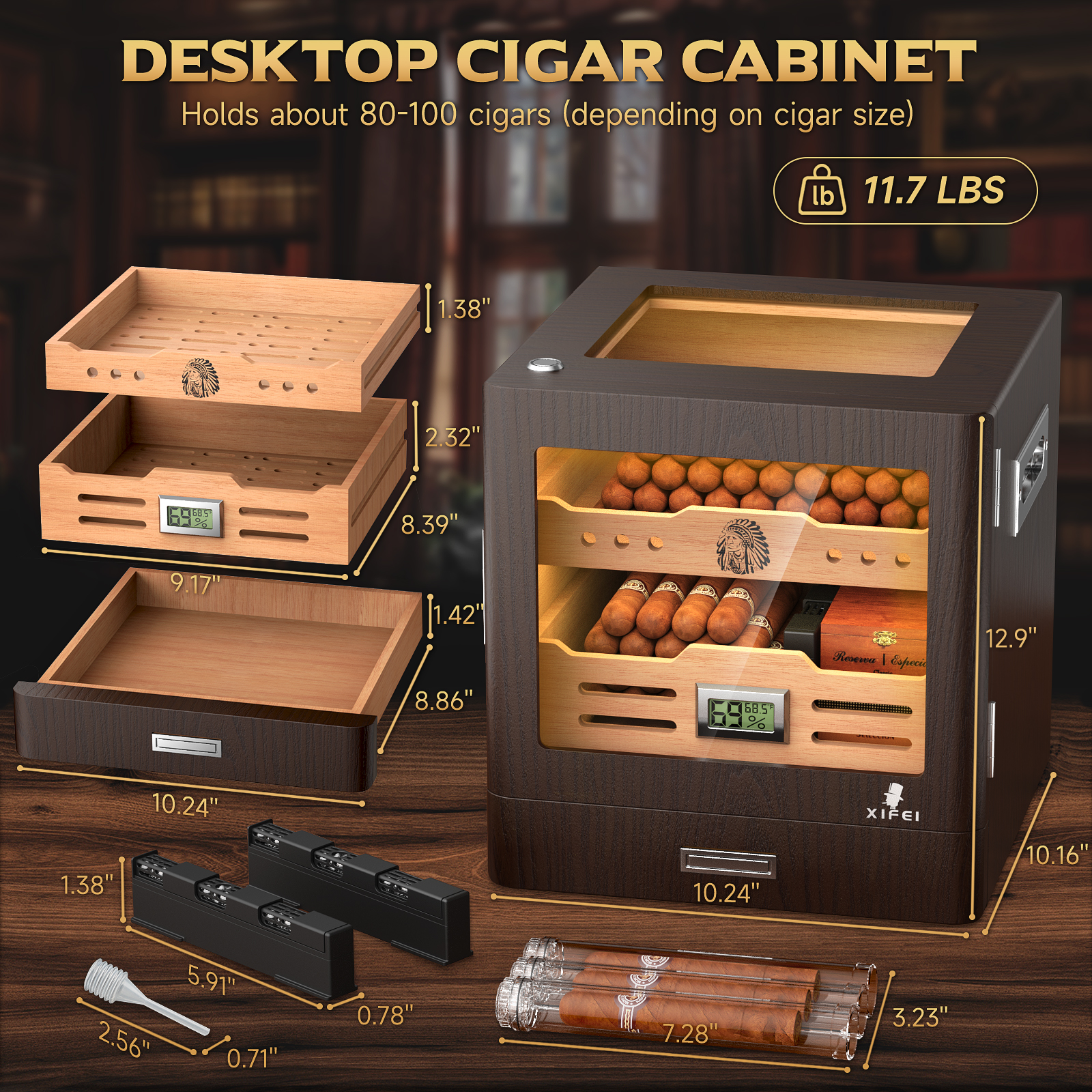 Cigar Humidor Cabinet,LED Ligh - Home Fragrance Maple Walnut のレビューと価格